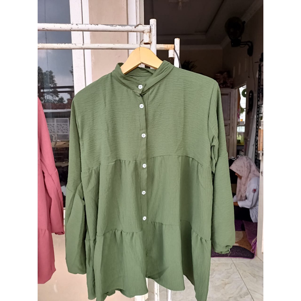 Kemeja Kringkle Airflow / Kemeja Wanita Casual / Dealova Blouse Crinkle Airflow / Kemeja  Blouse Crinkle Uragiri