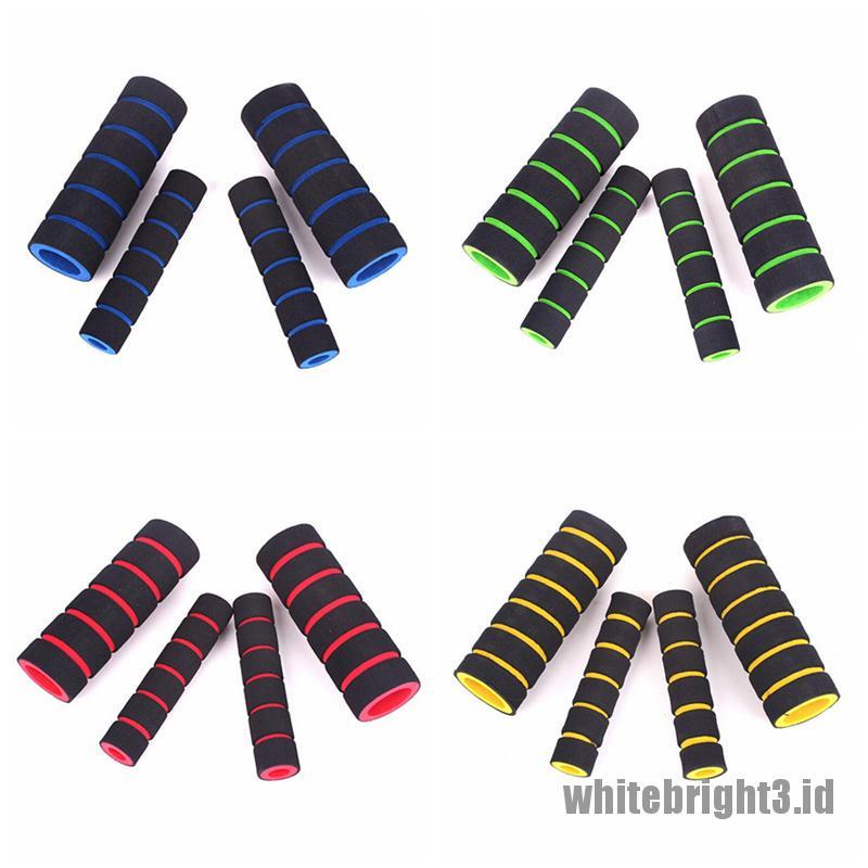 2 Pasang Grip Stang Sepeda / Motor Bahan Spons Lembut Warna Putih + Tuas Rem / Kopling