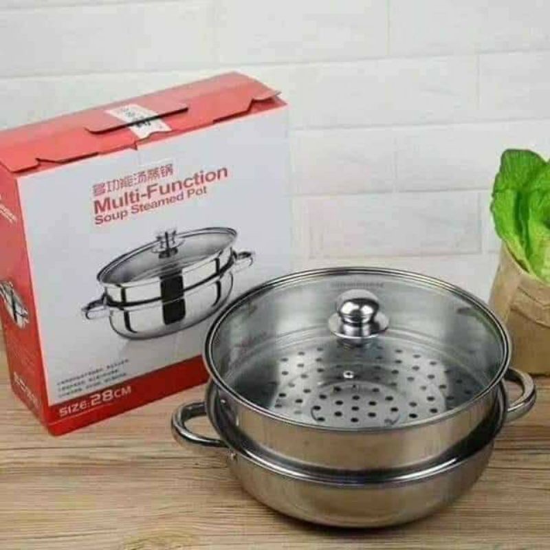 Dandang Steamer Panci Kukus Stainless 28-Steamer Pan