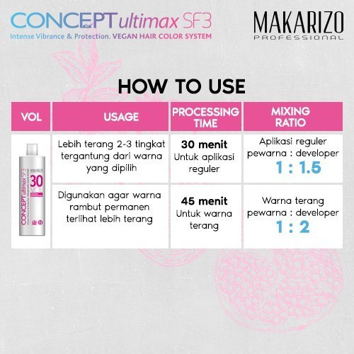 Makarizo Professional Concept Ultimax Cream Developer SF3 30 Vol 135mL