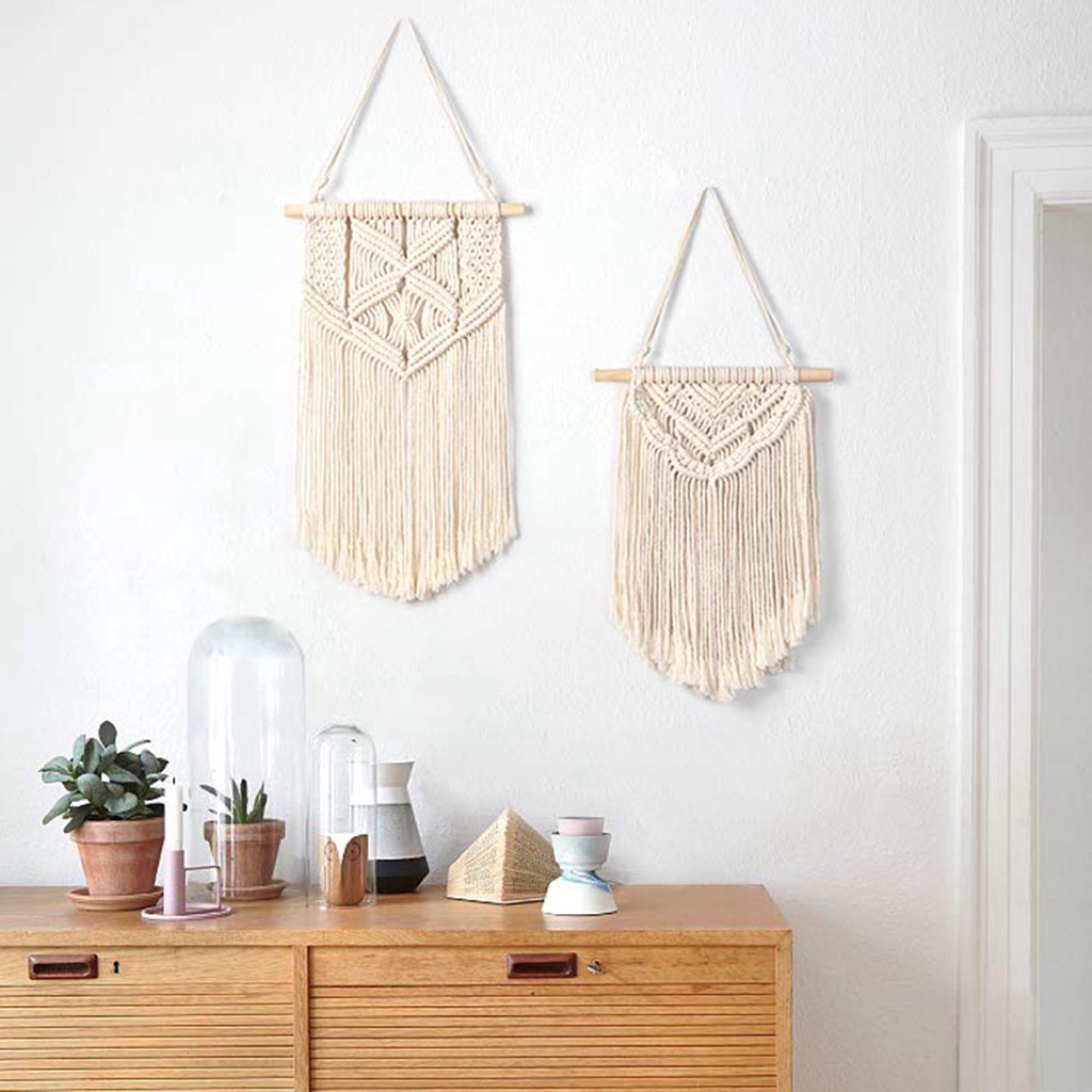 2 Pcs Macrame Wall Hanging Small Art Woven Wall Decor Boho Chic Home Decoration For Apartment Bedroom Living Room Gallery 13 Inch L X 10 Inch W And 16 Inch L X 10 Inch W Shopee Indonesia