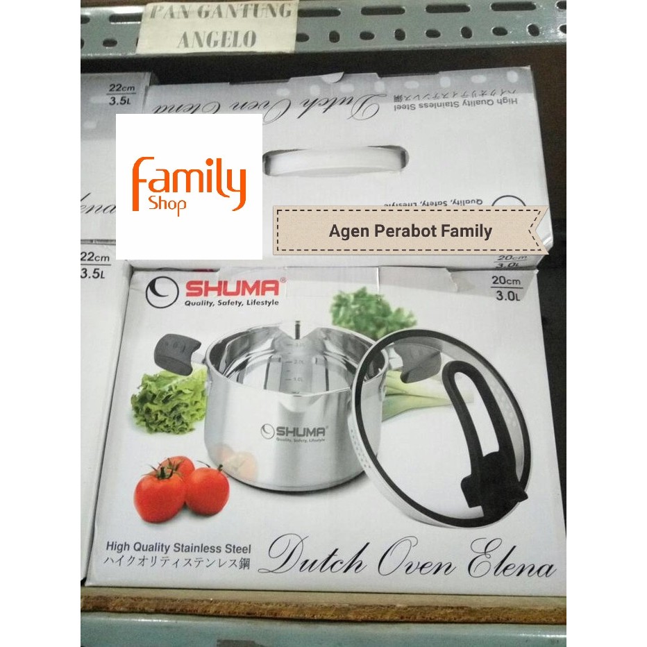 PRODUK TERLARIS SHUMA STAINLESS STEEL DUTCH OVEN ELENA 20CM 3LT TEBAL PANCI STEAMER