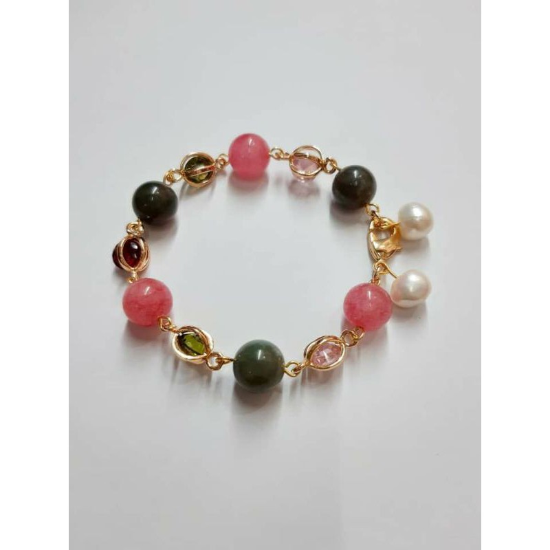 Gelang mutiara lombok mix batu warna gelang mutiara air tawar asli lombok