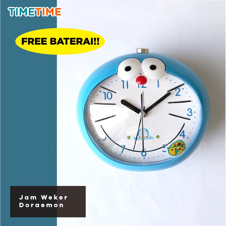 Jam Meja Weker Beker Kepala Doraemon Free Baterai LUCU MURAH AWET