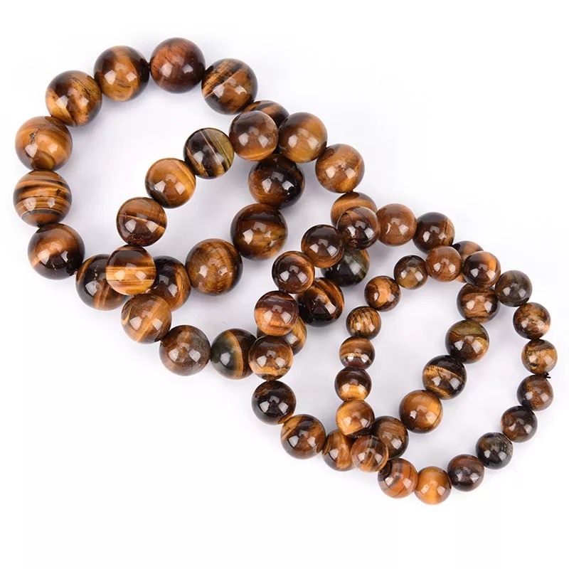 GELANG BATU NATURAL TIGER EYE ELASTIS BIDURI SEPAH UNTUK PRIA WANITA