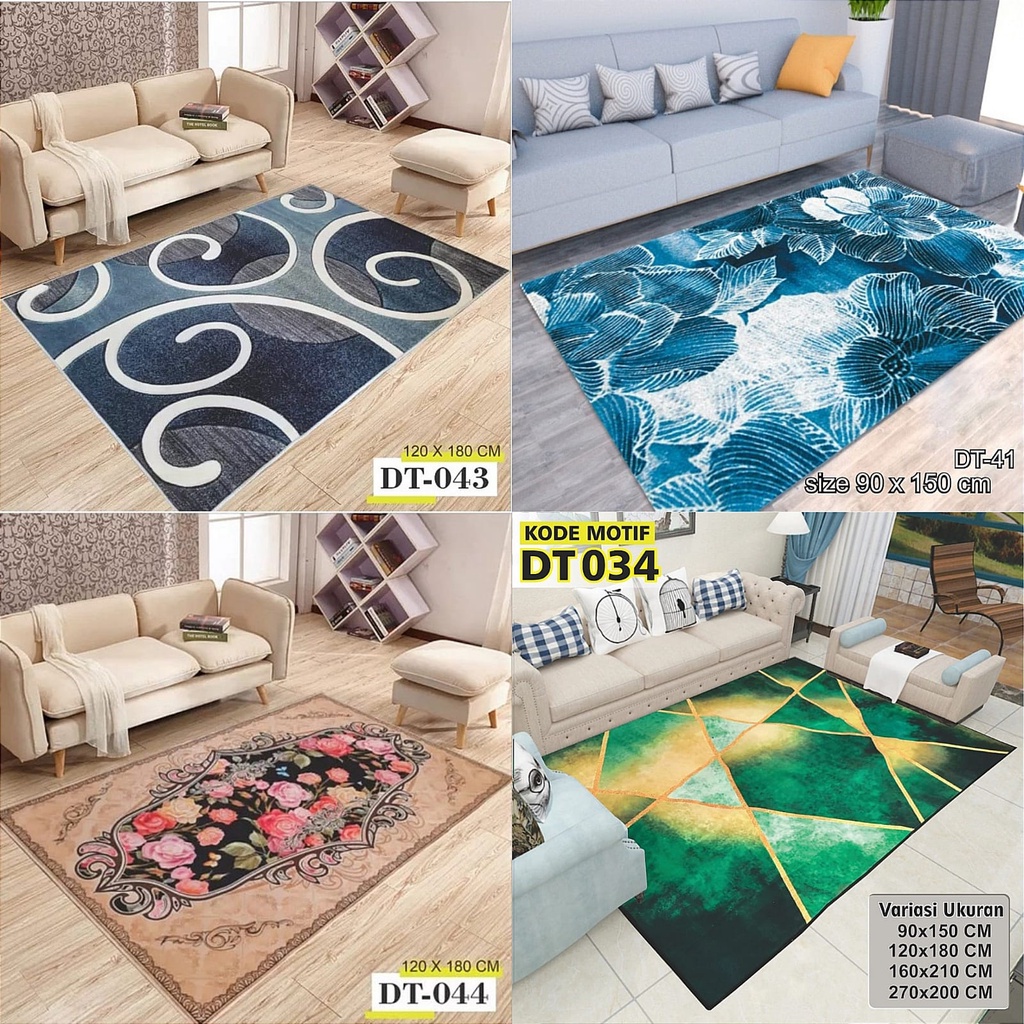 [BISA COD] TERBARU Karpet Permadani Anti Slip Ukuran 90 x 150cm Bahan Halus/Lembut Karpet Eropian [K