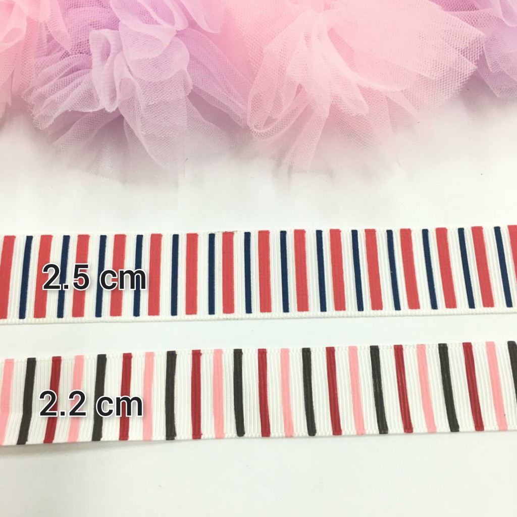 1 YARD - PITA KADO | PITA HAMPERS | PITA GROSGRAIN MOTIF GARIS | MOTIF SALUR  2.2 CM &amp; 2.5 CM