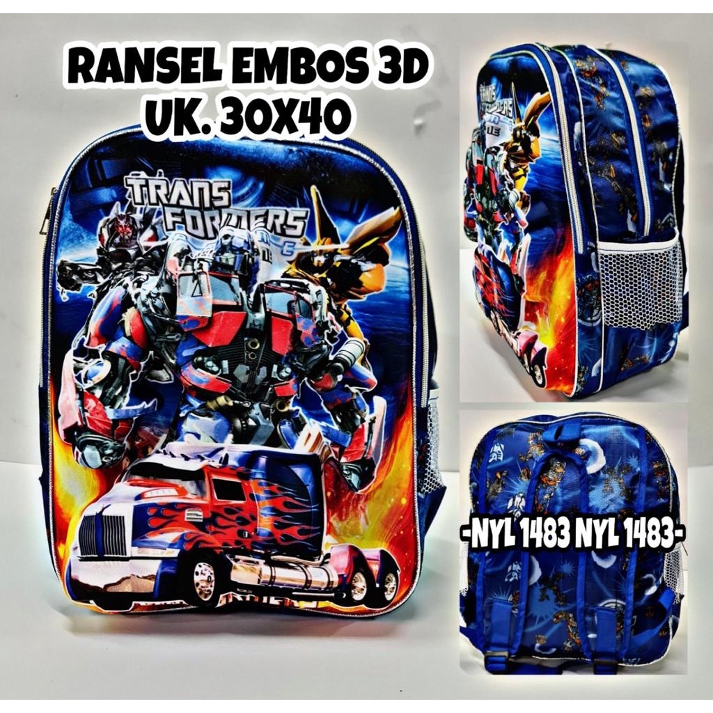 Tas Ransel Anak Sekolah PG/PAUD lucu keren Cowok motif timbul karakter kartun hewan 3 Dimensi Kualitas Import Premium