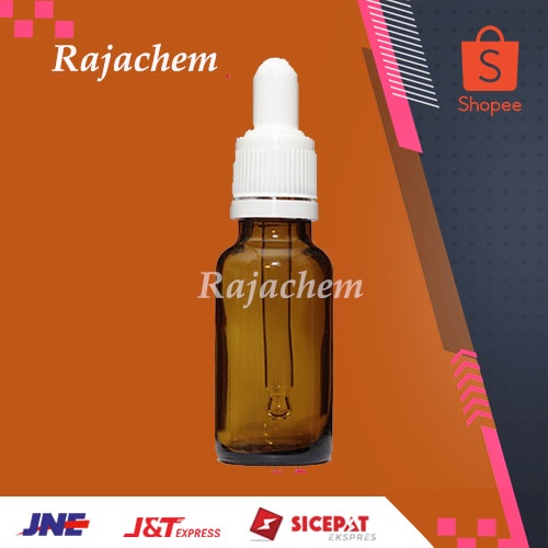 Botol Pipet Kaca Amber 20 ml Ring Putih Segel