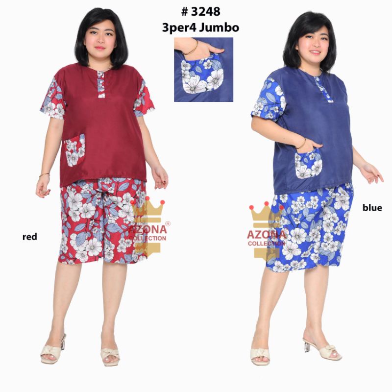 Dtree . Piyama stelan pendek jumbo katun motif abstrak baju tidur kancing depan Ld 120 cm-1