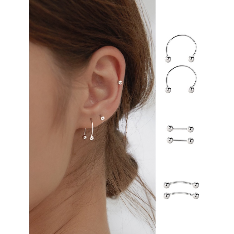 Roselife Anting Tusuk Bentuk Spiral Bahan Stainless Steel Untuk Unisex