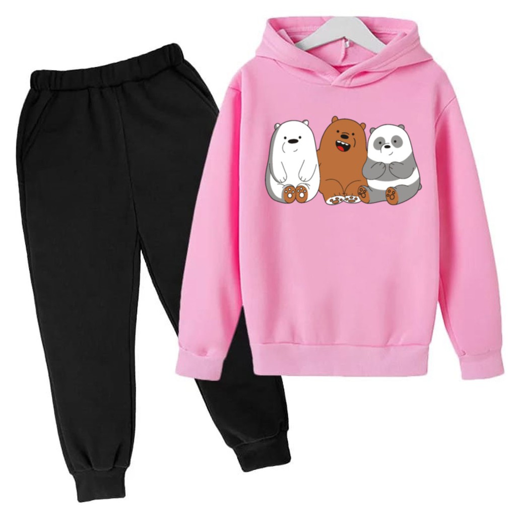 BESS - Baju Setelan Wanita Murah / Setelan Hoodie + Jogger Hitam - DARE BEAR