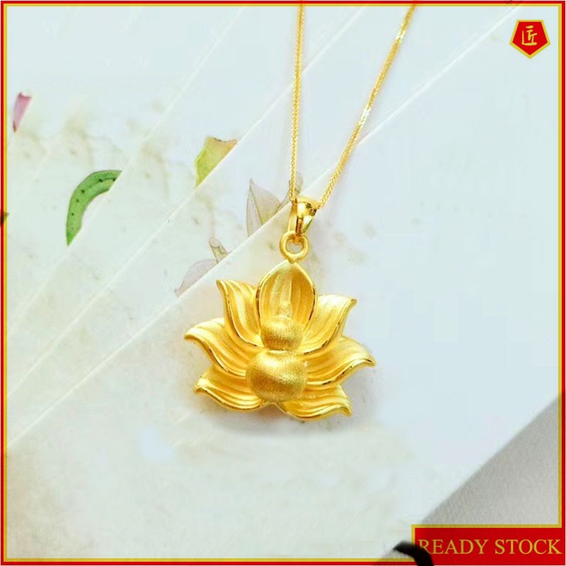 [Ready Stock]Fashion Elegant Gold-Plated Lotus Calabash Pendent Necklace