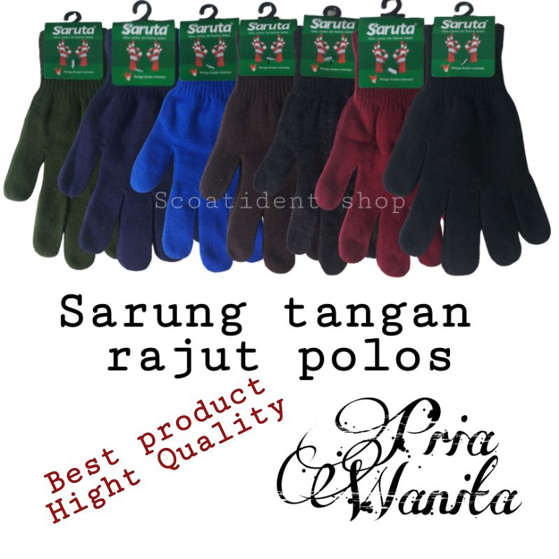 Sarung tangan rajut polos (kemasan) pria dan wanita