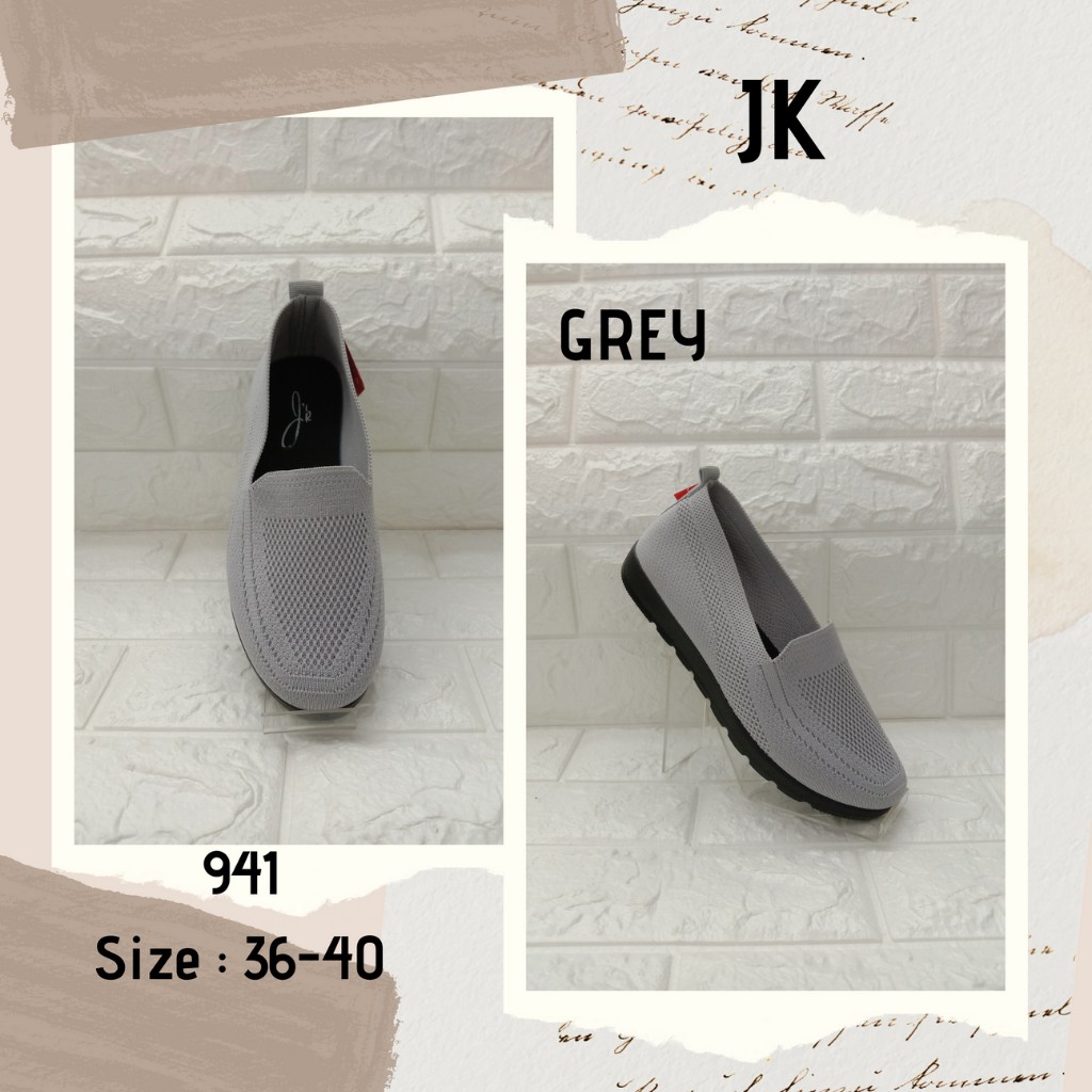 JK (941) - GREY - SEPATU FLAT WANITA