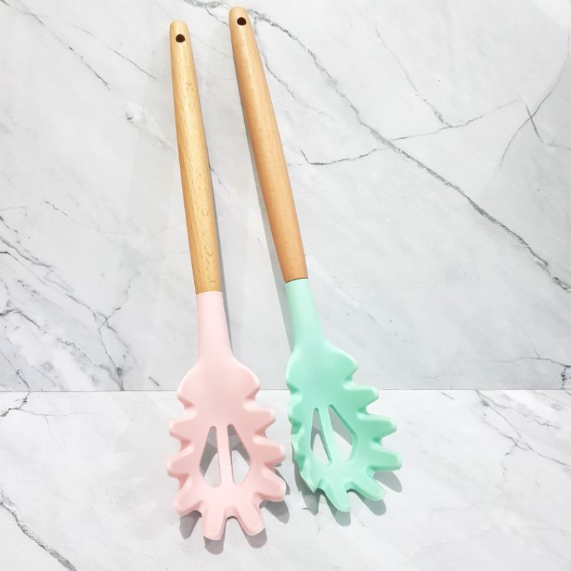 sodet silcone solet spatula masak silicon 32 cm gg kayu PASTA silikon tahan panas