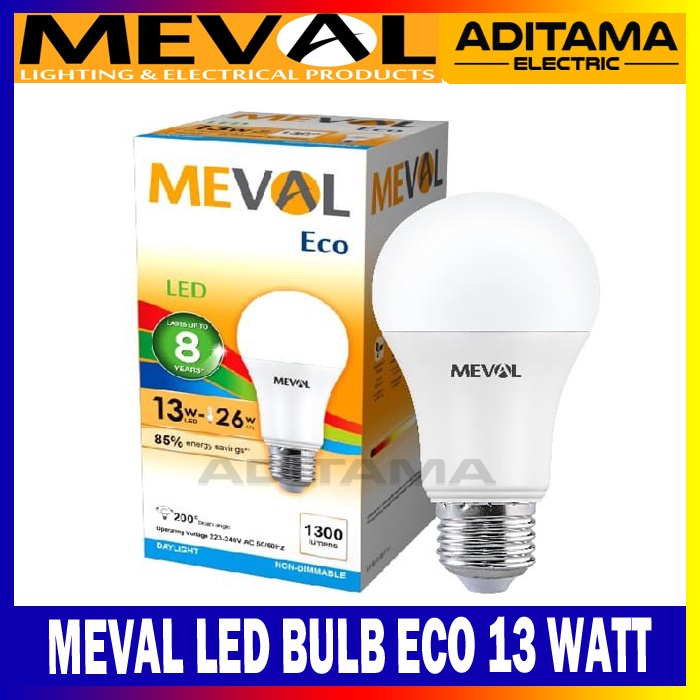 MEVAL LED BULB ECO 13 WATT WHITE/ LAMPU LED MEVAL ECO 13 WATT PUTIH