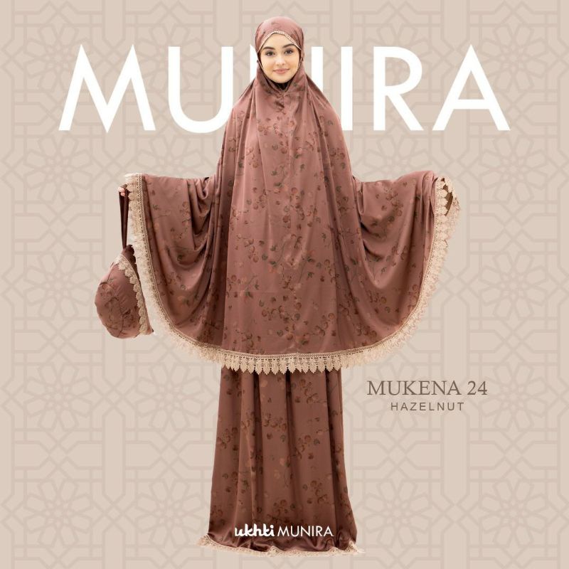 MUNIRA 24 Mukena Dewasa  Ukhti Munira Bahan Brown Armany Premium Motif Halus Lembut Dingin Ringan Ad