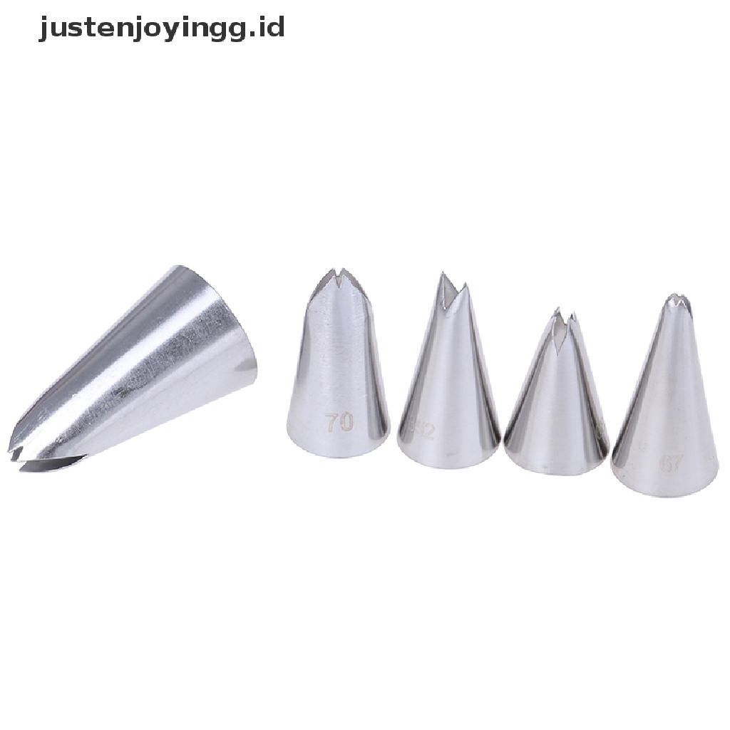 5pcs Nozzles Icing Piping Bentuk Daun Bahan Stainless Steel Untuk Dekorasi Kue Pastry