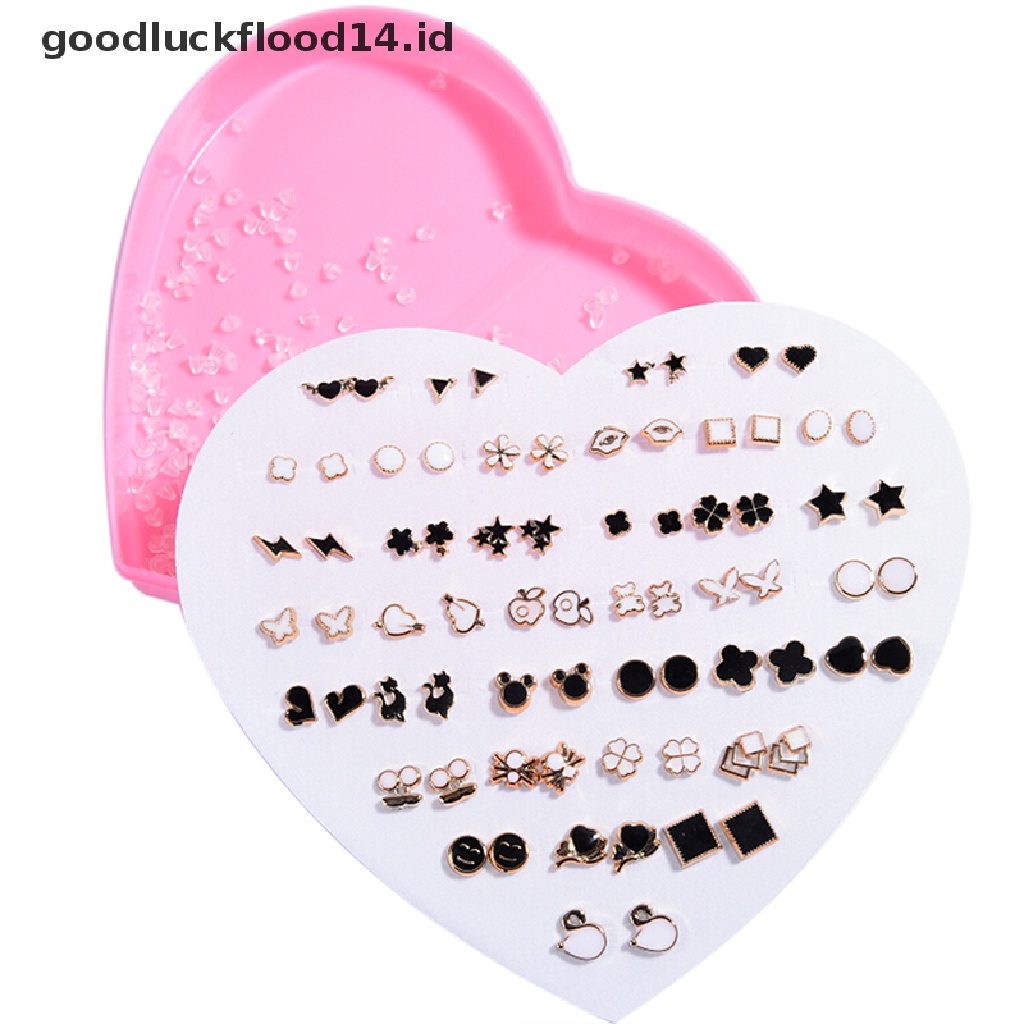 [OOID] 36 Pairs Fashion Women Girls Crystal Diamante Flower Stud Earrings Jewelry Set ID