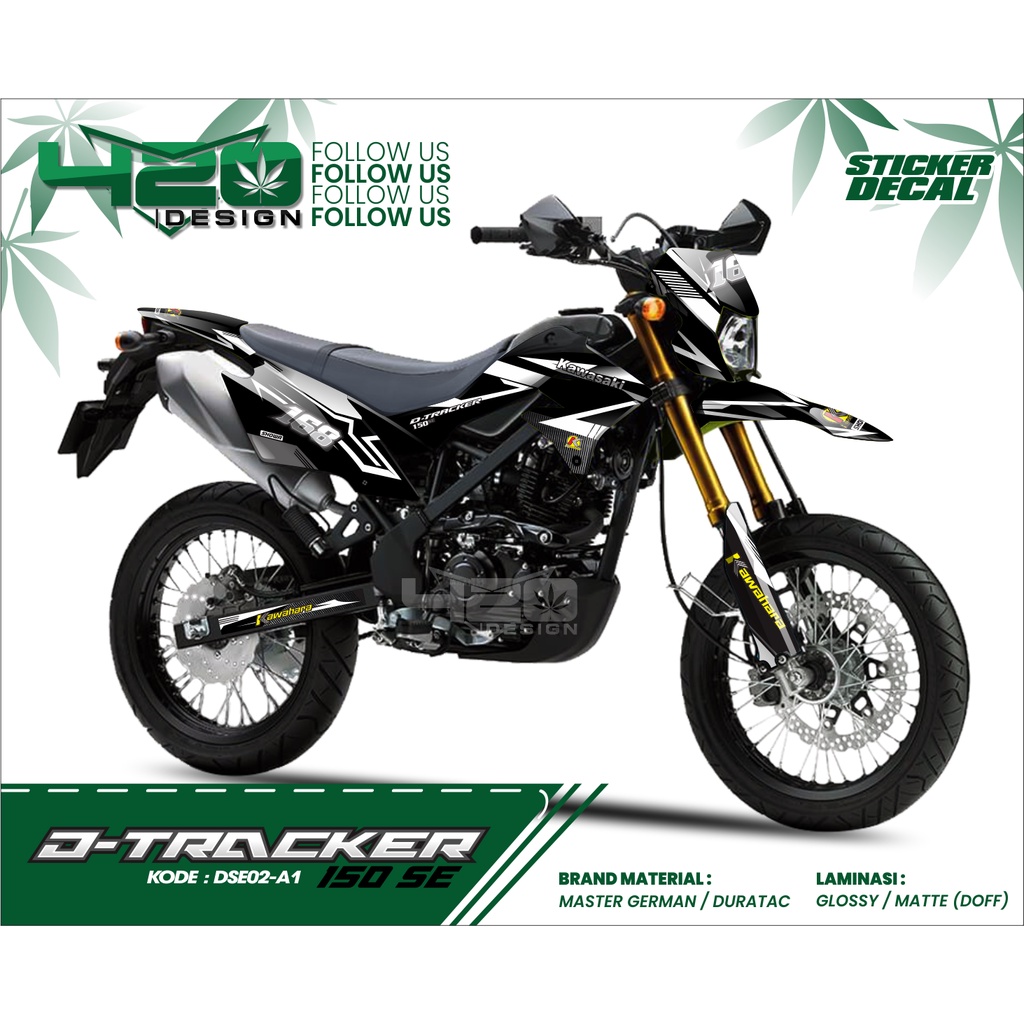 Decal Kawasaki D-tracker SE Variasi Hitam Putih - Custom Decal Dtracker SE - Sticker Dekal Dtraker C