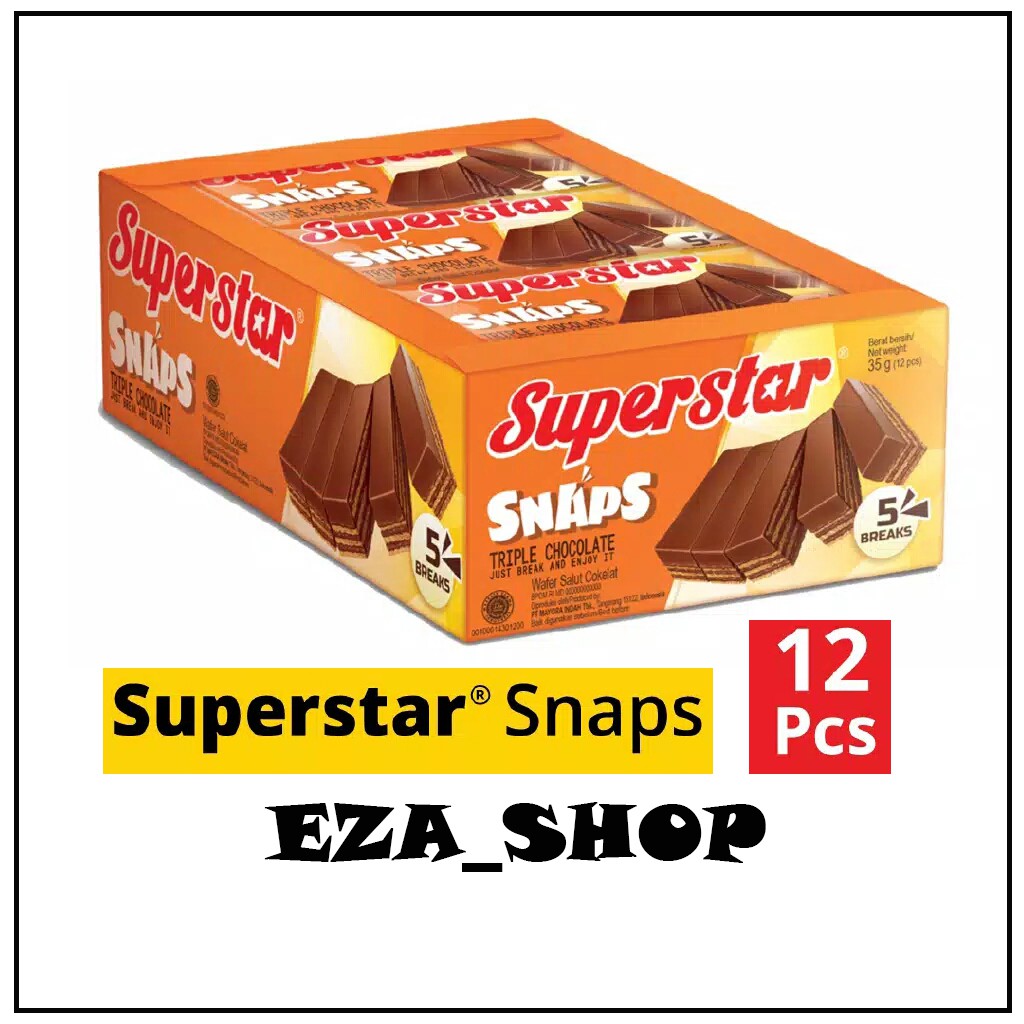 

SUPERSTAR SNAPS 12 Pcs @28gr / WAFER COKLAT / MAKANAN RINGAN