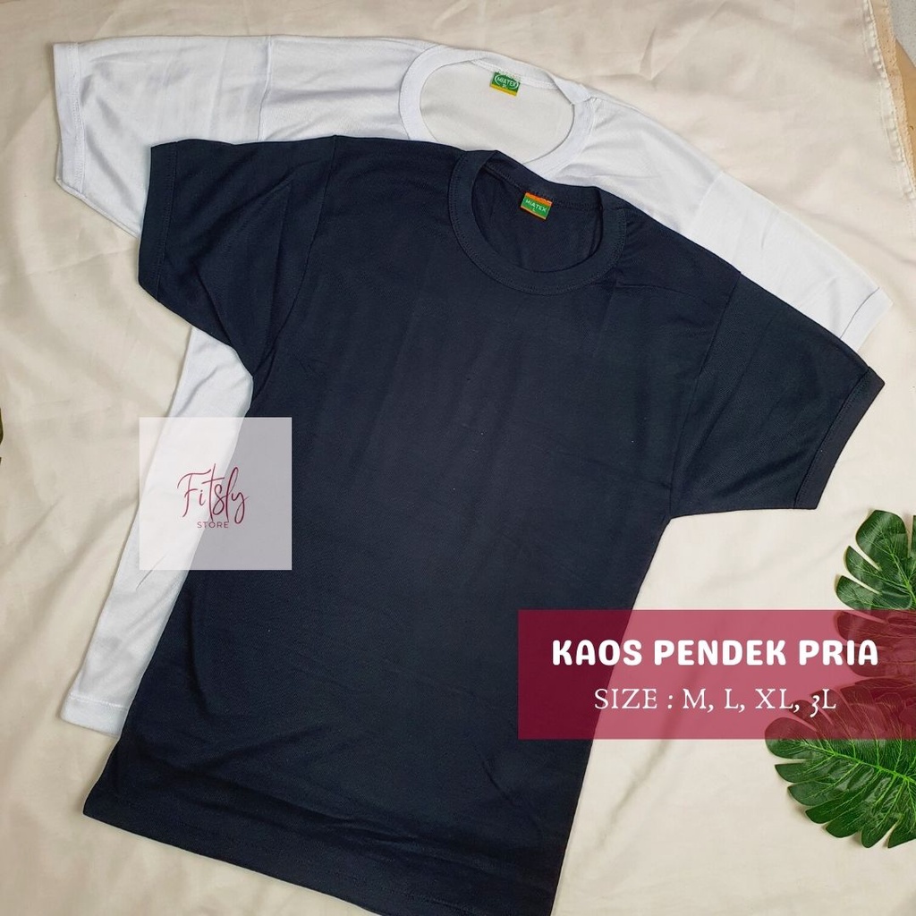 Kaos Oblong Pria Murah Polos Hitam Putih Miatex - FSL0403