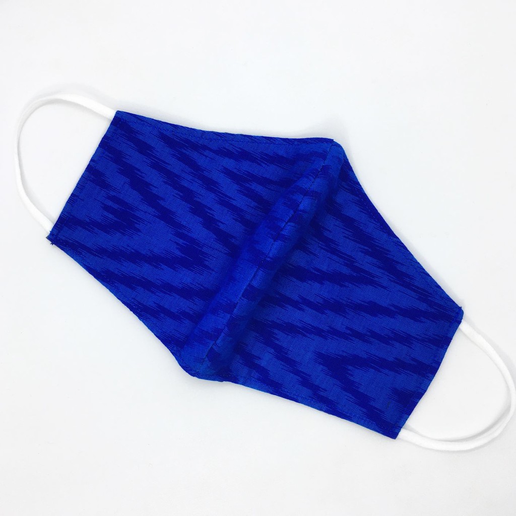 Masker Kain Endek Exclusive (3 ply) - Biru (B)
