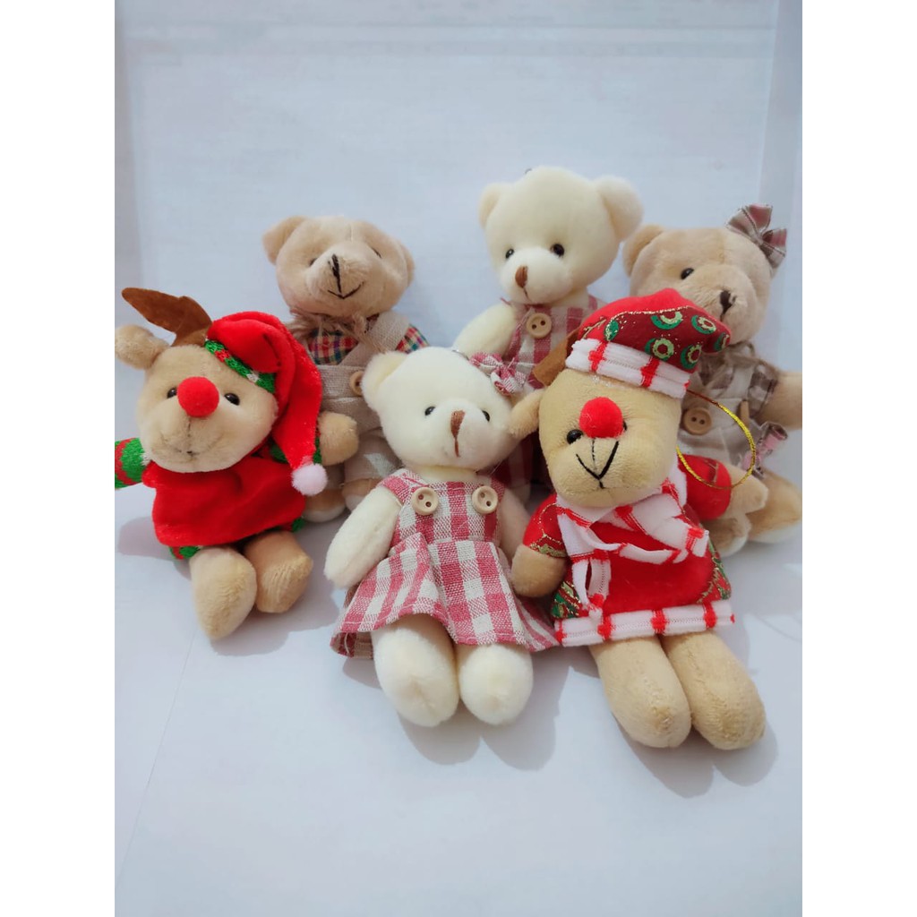 Gantungan Kunci Tas Teddy Bear Lucu Key Chain Souvenir Beruang Kotak Christmas