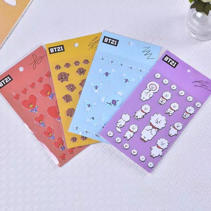 Sticker BTS BT21 / Stiker Timbul Karakter BTS / Stiker Bubble Kpop Korean Style Bt21 / TS-118