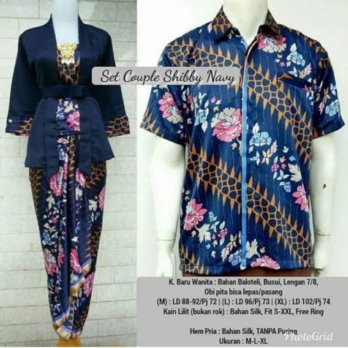 Setelan Kebaya Couple Modern Elnira / Combi Kemeja Pendek Aneka Warna