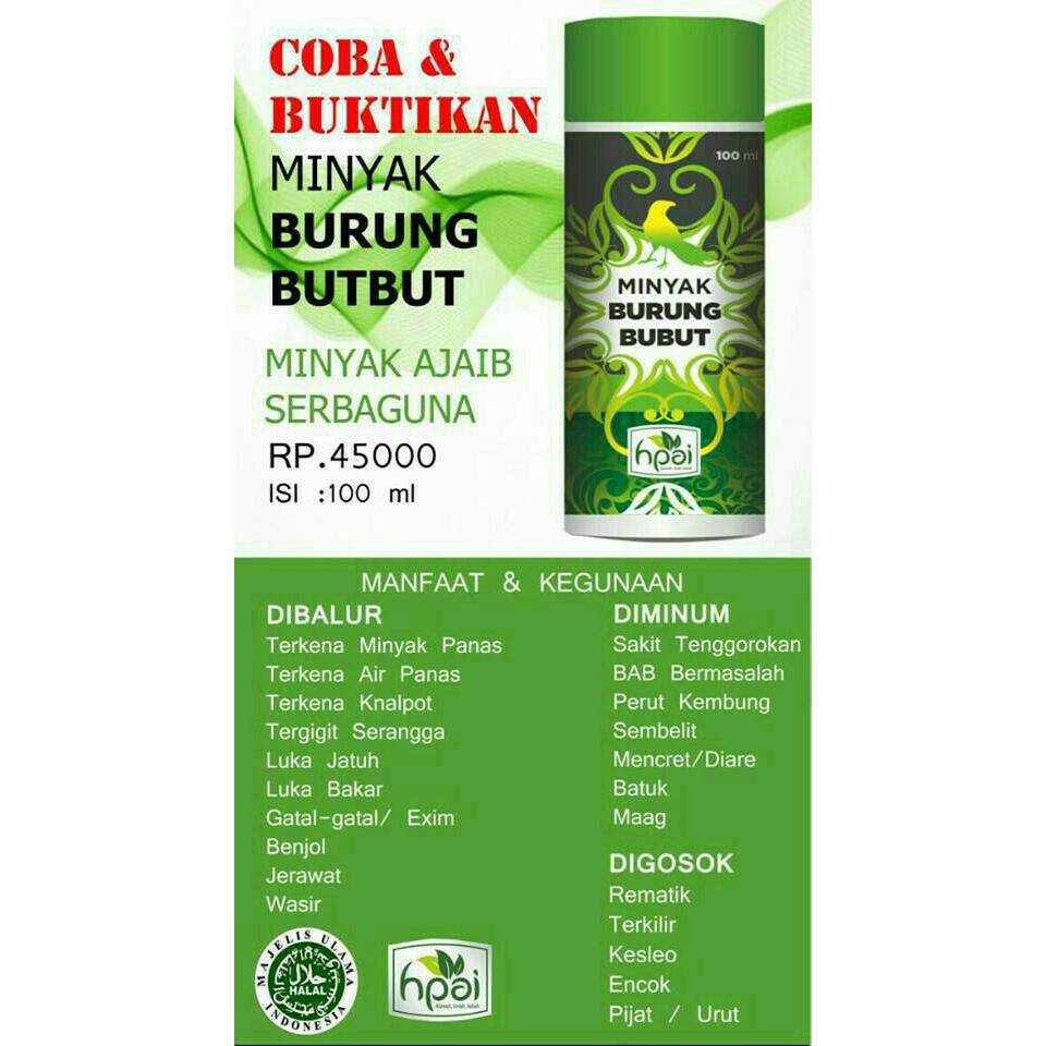 Minyak Butbut Hpai Minyak Herba Sinergi Minyak Bisa Diminum Minyak Herbal Patah Tulang Keseleo Shopee Indonesia