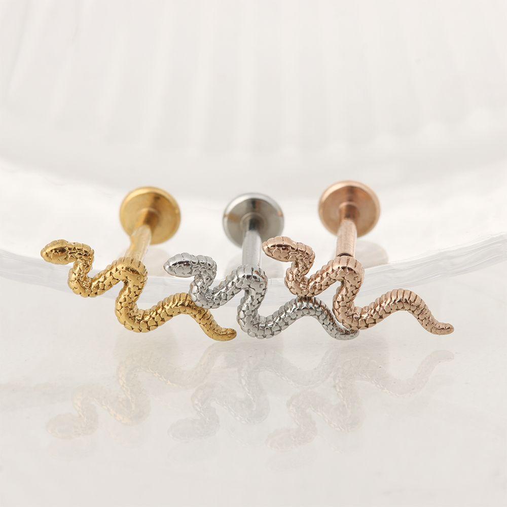 Lily 1pcs Ear Stud Ujung Datar Bentuk Ular Anting Tindik Perhiasan