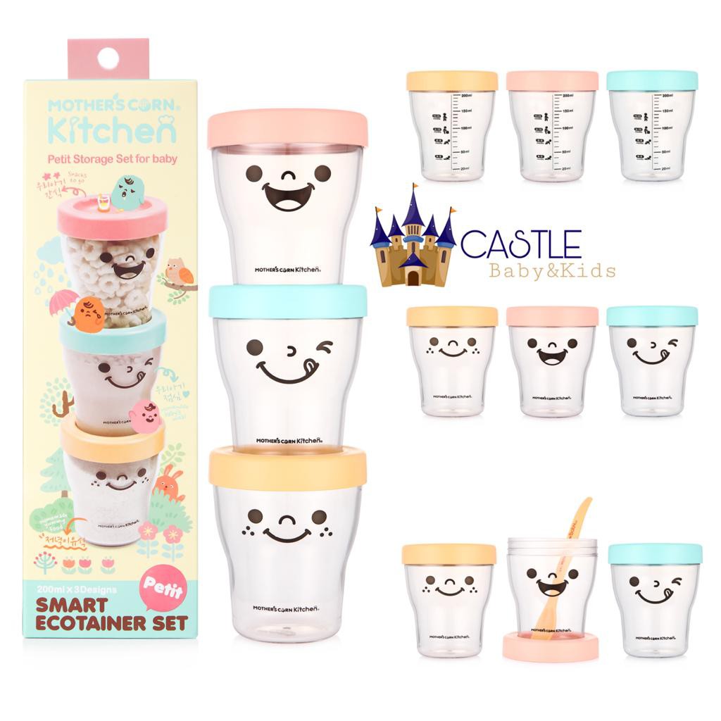 Castle - Mothers Corn Petit Smart Ecotainer Set - Tempat Penyimpanan MPasi Cemilan Bayi - Tempat Makan MPasi