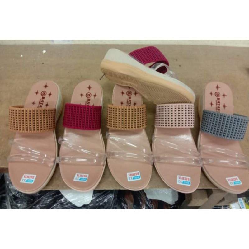 sandal anak perempuan wedges rajut terbaru/sandal slop wedges anak terbaru size 31-35