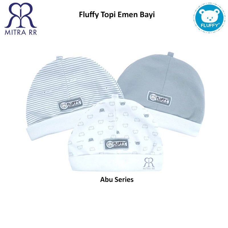 Fluffy Topi Bulat Bayi 3Pcs/ Topi Emen/ Baby Hat/  Kupluk Bayi Newborn 0-3 Bulan