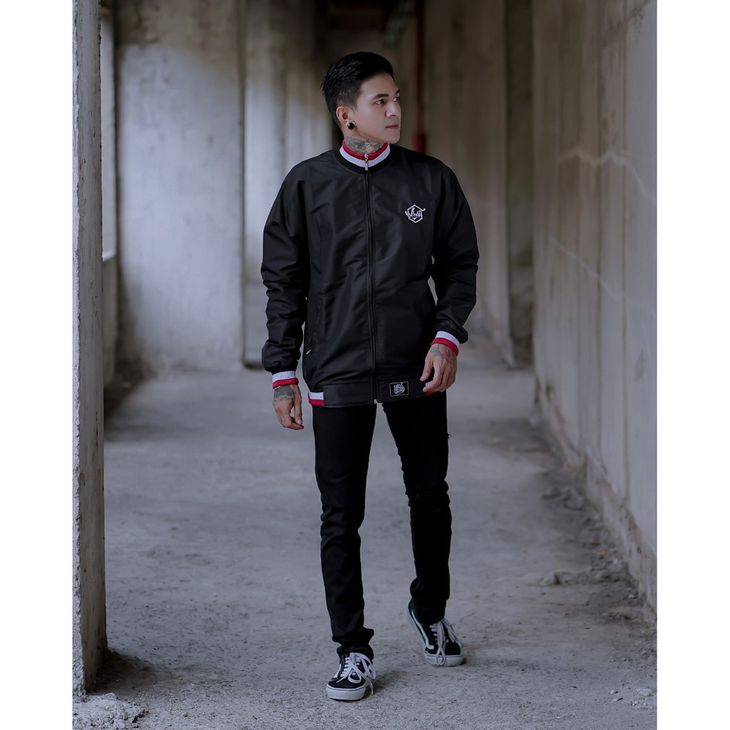 Jaket BaseBall Harrington  - Original Indigo / Cagoule  -  Jaket Distro Bandung - HITAM