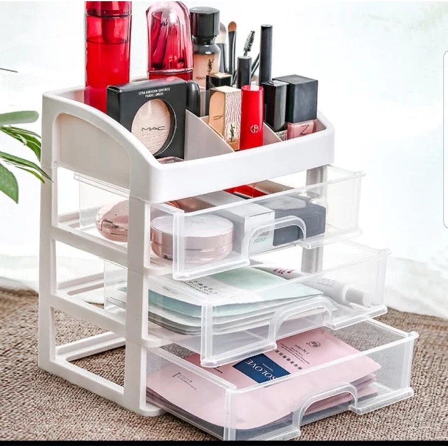 RAK KOSMETIK 3 LACI RAK TEMPAT KOSMETIK SUSUN MULTIFUNGSI SERBAGUNA LIPSTIK STORAGE BOX KERANJANG RAK make up kosmetik