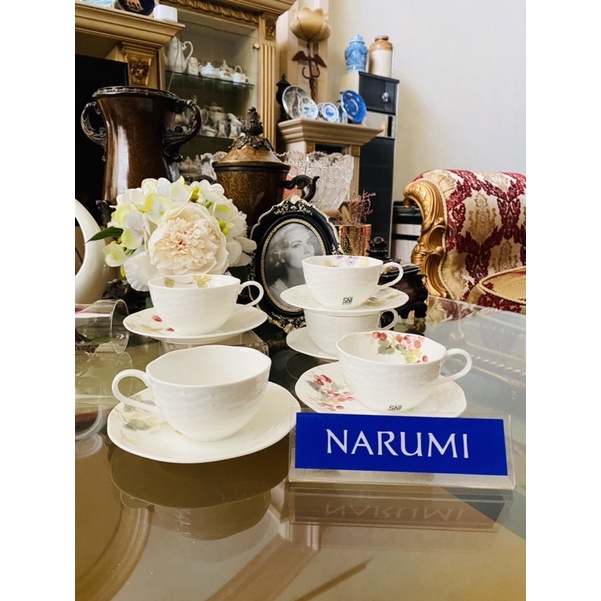 Tea Cup Saucer Narumi Lucy Garden Assorted 5 Set Mewah Cantik