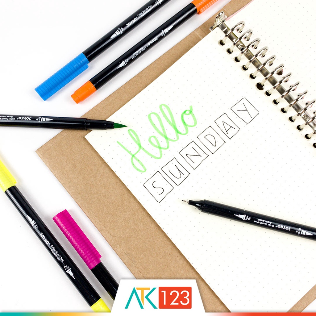 

RK Pulpen / Pena / Spidol Kuas Warna / Color Brush Pen Set Dual / Double Tip 12 Warna / Colors Joyko