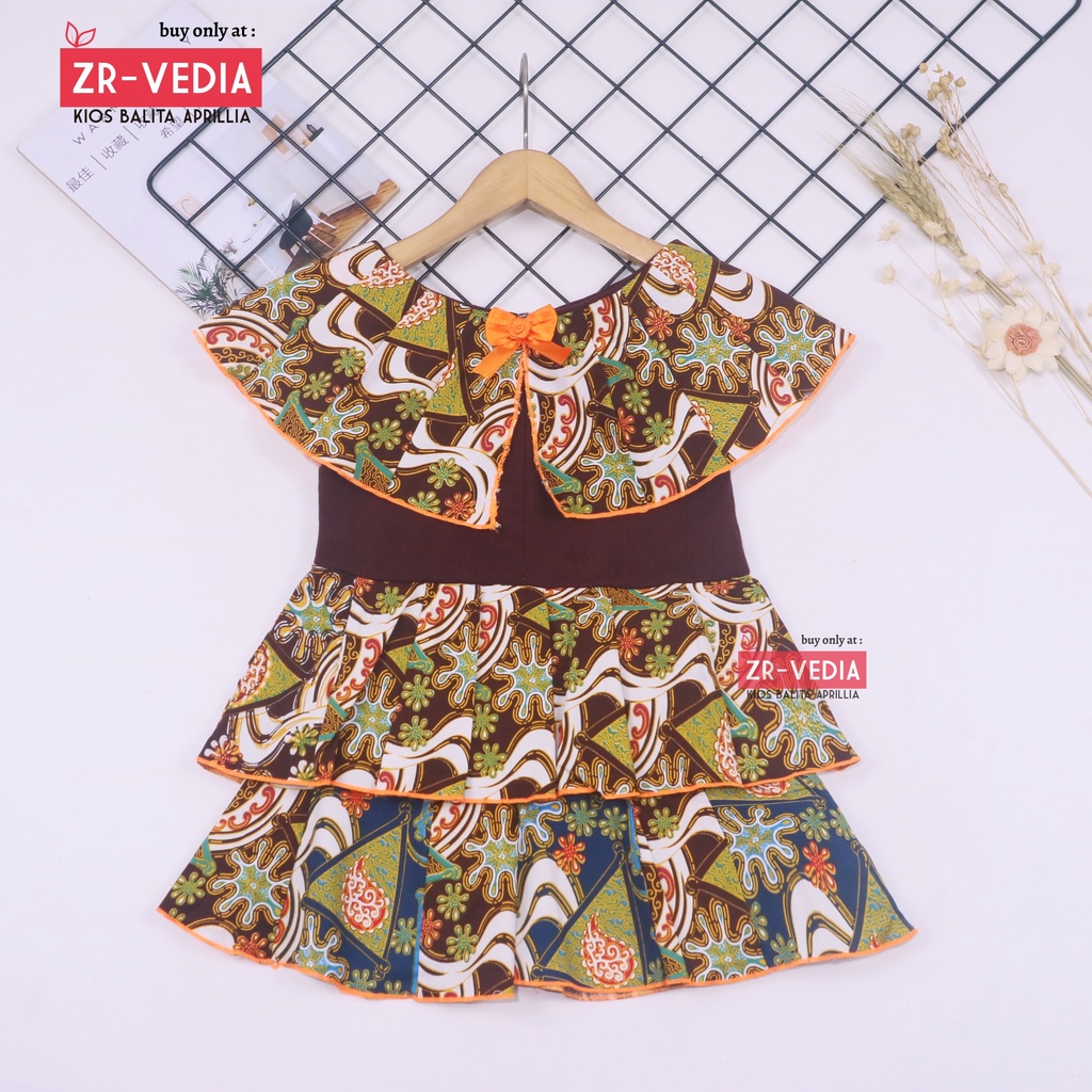 Dress Arumi size 1-2 Tahun /  Baju Kensi Cewek Katun Adem Dres Cape Gaun Pesta Anak Perempuan Murah