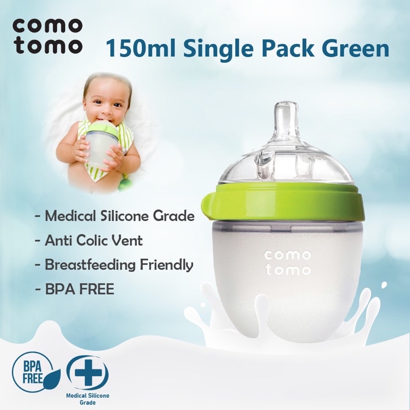 COMOTOMO GREEN 150ML TWIN PACK - botol comotomo | dot bayi