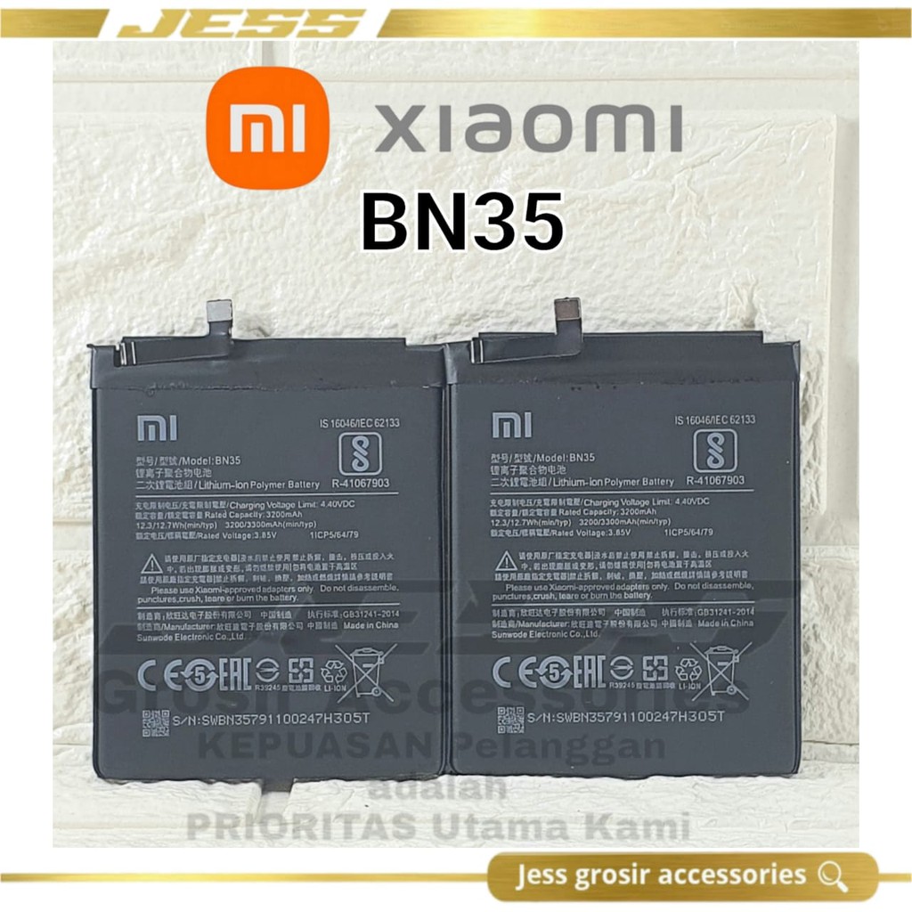 Baterai Battery Original Xiaomi BN35 &amp; BN-35 For Type Hp Redmi 5 - MDI1 - MDG1 - MDT1 - MDE1 - Redmi5