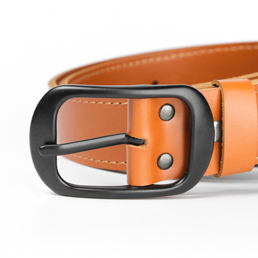 ikat pinggang pria kulit asli warna tan 4cm - gesper