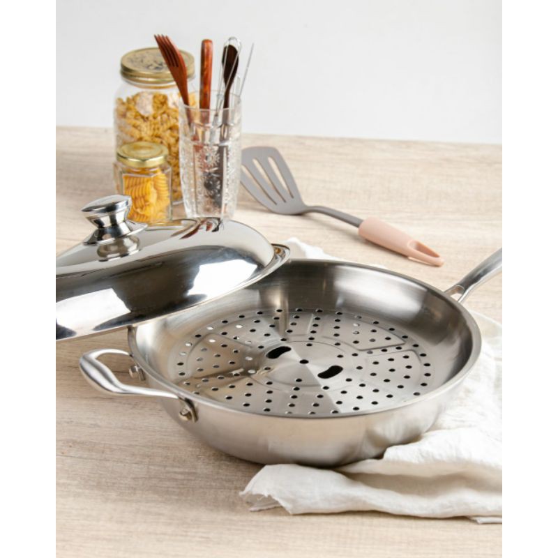 Solide Wok Pan 32 Fiamma Cookware Stainless Steel Cookware