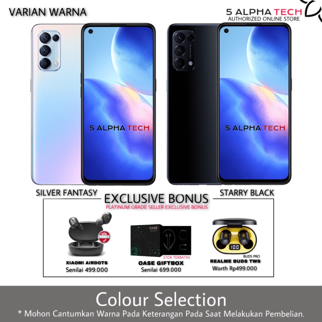 OPPO RENO 5 8/128 GB [ NFC - 64MP QUAD CAMERA - OLED 90Hz ] GARANSI RESMI-1