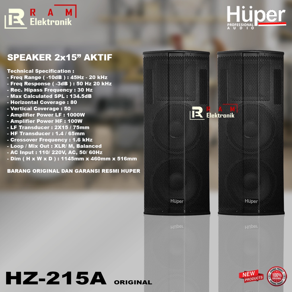 Speaker 2x15 Inch Aktif HUPER HZ 215A / HZ 215 A / HZ215A Original