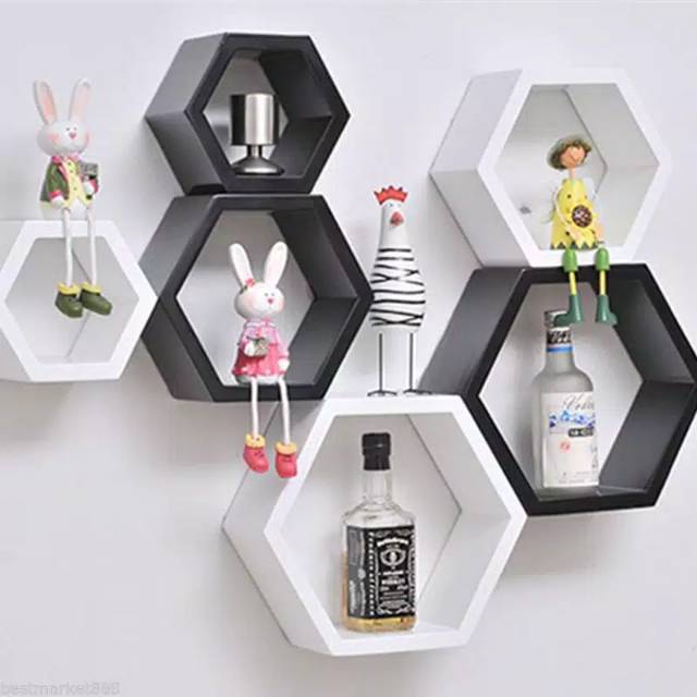 Rak hexagonal segi  enam  1set 3pcs Shopee Indonesia