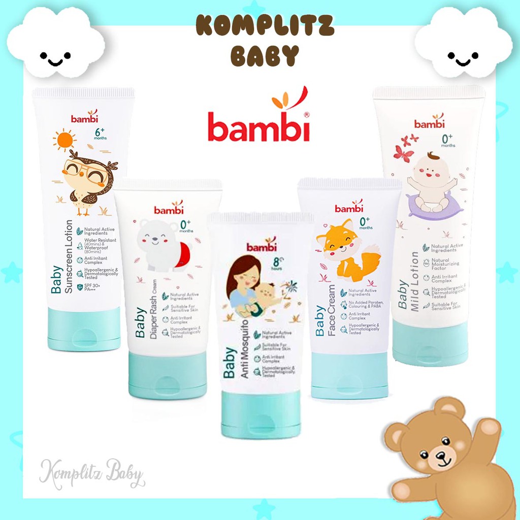 Bambi Baby Lotion Anti Nyamuk / Sunblock / SunScreen / Diaper Rash Cream / Face Cream / Mild Lotion