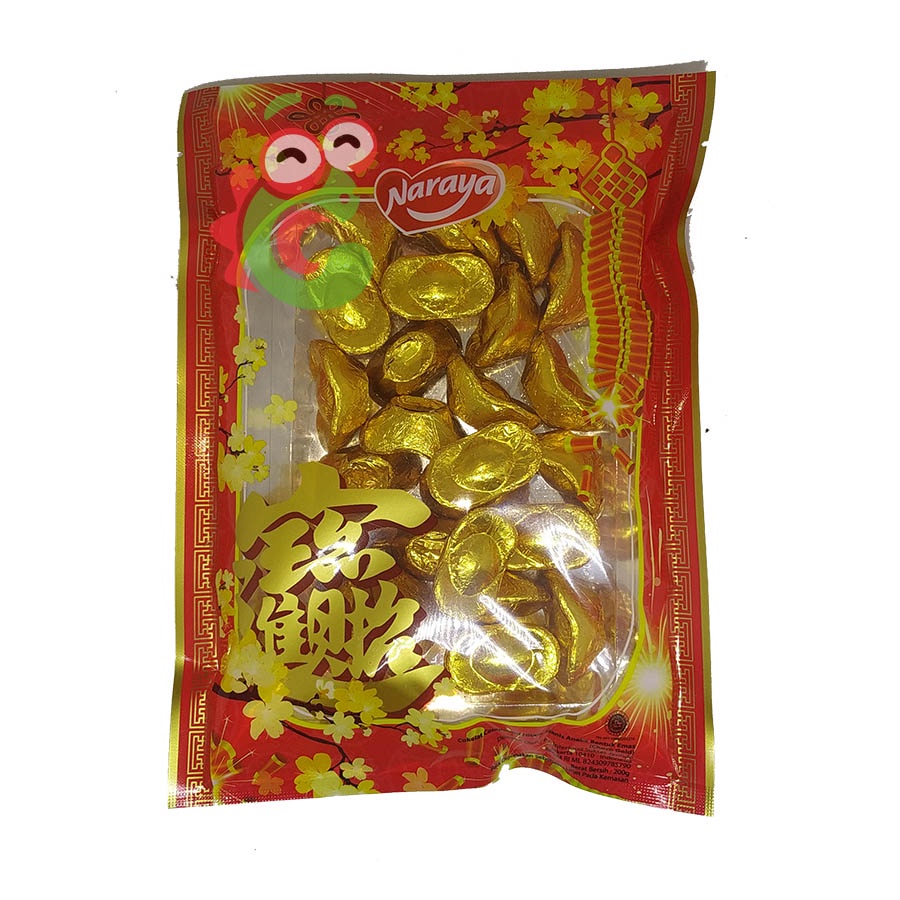 

Naraya Coklat emas 200 gr / Gold Choco Naraya / Yuan Bao Naraya / Coklat Bentuk Emas / Coklat Imlek / Makanan Imlek / Chinese New Year Chocolate